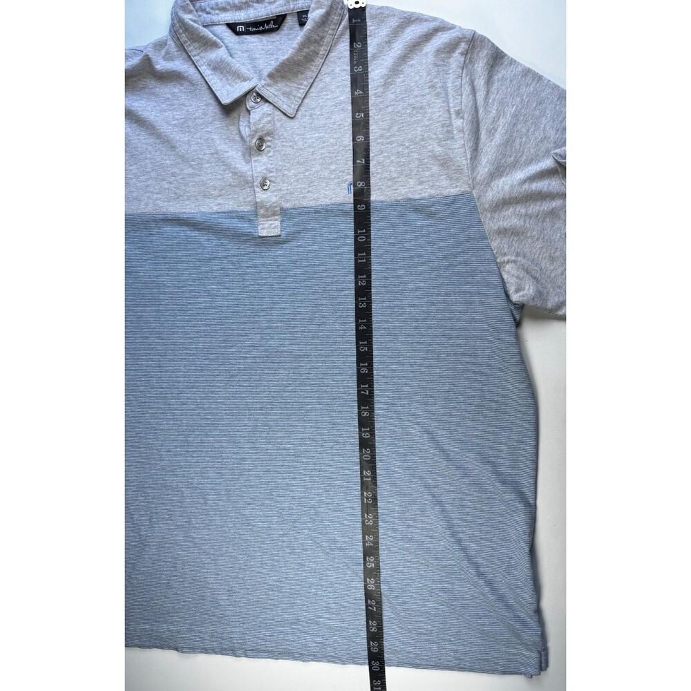 Travis Mathew Polo Shirt Mens XXL Gray Blue‎ Colorblock Stripe Golf Casual - Picture 8 of 13